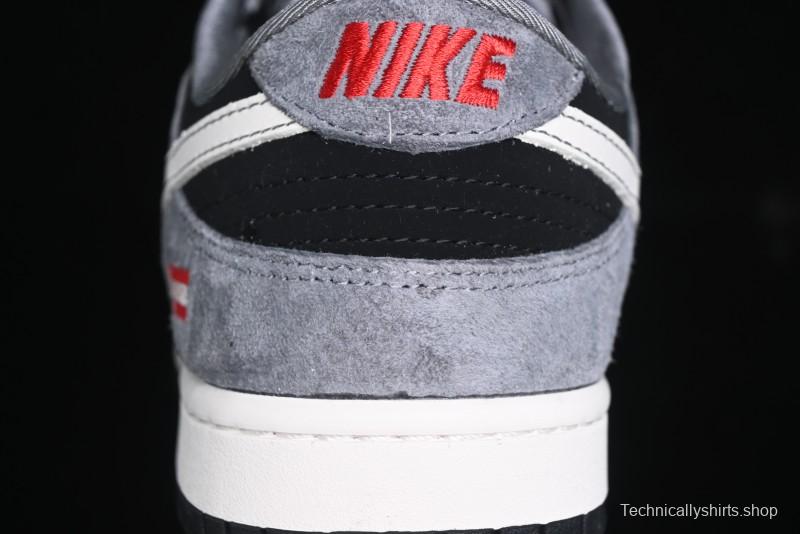 Nike SB Dunk Low Supreme Collaboration - Carbon Black Grey Pig Anniversary High-End Custom Low-Top Casual Skate Shoes - XX3186-206