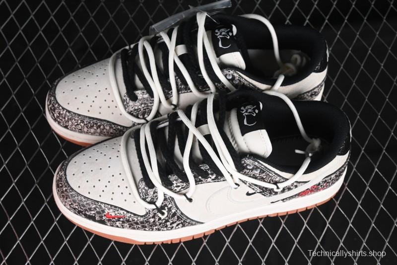 Nike SB Dunk Low Year of the Snake Series Snake Scale White Swoosh Customized Low-Top Casual Skate Shoes - YX5066-275