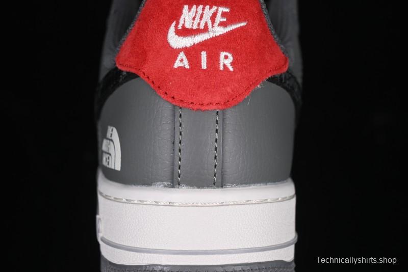 Nike Air Force 1 '07 Low The North Face Collaboration Beige Grey Black Snake Leather Custom Casual Sneakers - DM6688-052