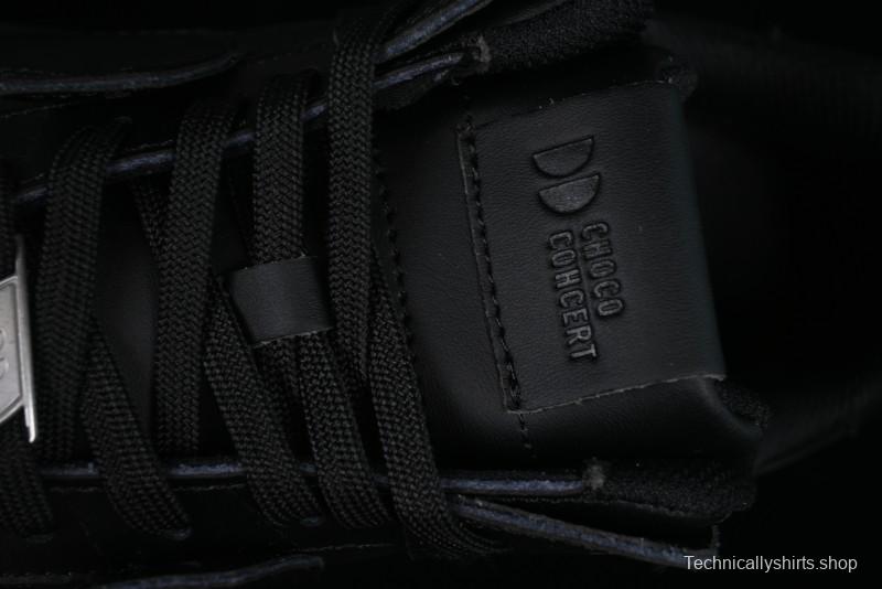 Choco Concert Leather Round Square Asymmetric Fashion Sneakers Black - AJE5