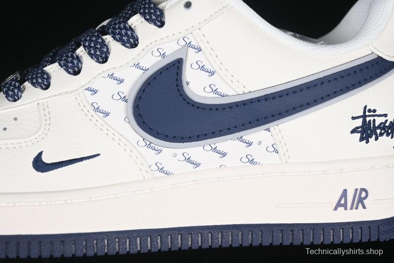 Nike Air Force 1 '07 Low Stussy Collaboration - Navy Blue & Off-White Low-Top Casual Sneakers - XZ3328-568