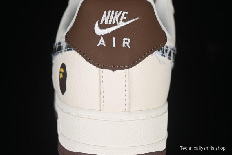 Nike Air Force 1 '07 Low Bape Camouflage Swoosh Beige Casual Sneakers - DF0188-030