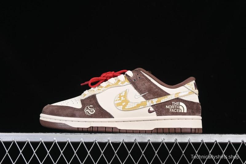 Nike SB Dunk Low The North Face Collaboration Year of the Snake Limited Edition Beige Brown White Snake Anniversary Premium Custom Low-Top Casual Sneakers - CH8311-234