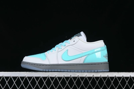 Nike Air Jordan 1 Low AJ1 Patent Leather Grey Green Casual Sneakers - HQ3599-025
