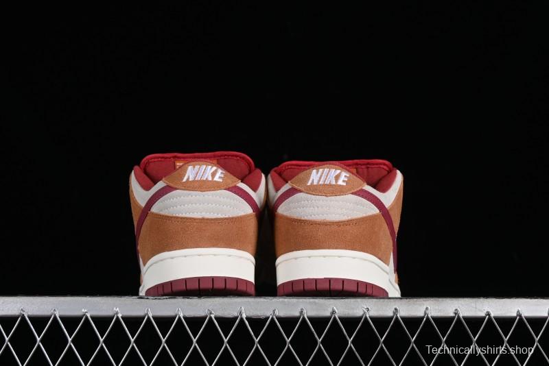 Nike SB Dunk Low Pro Brown Red Colorway SB Low Top Casual Skate Shoes - BQ6817-202