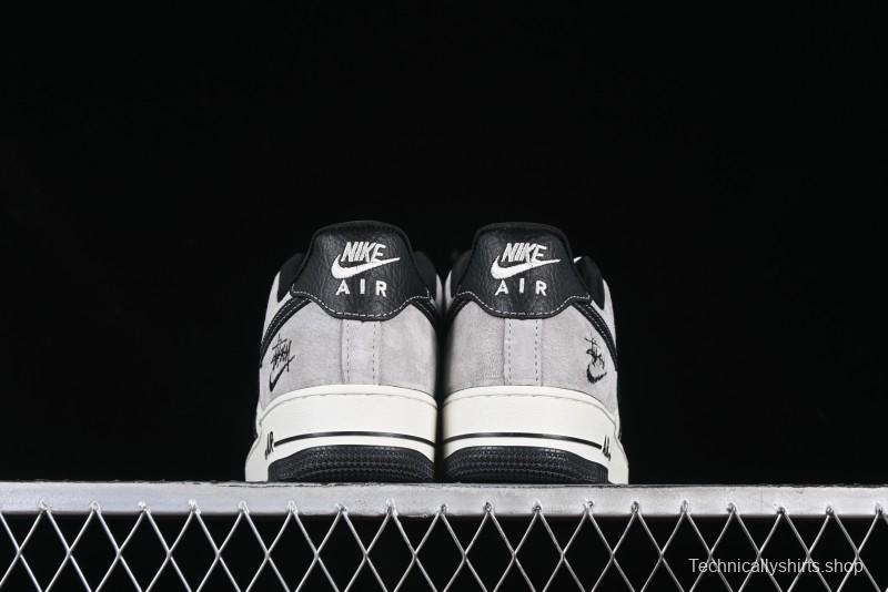 Nike Air Force 1 '07 Low Stussy Collaboration Black Leather Low-Top Casual Sneakers - CH6336-518