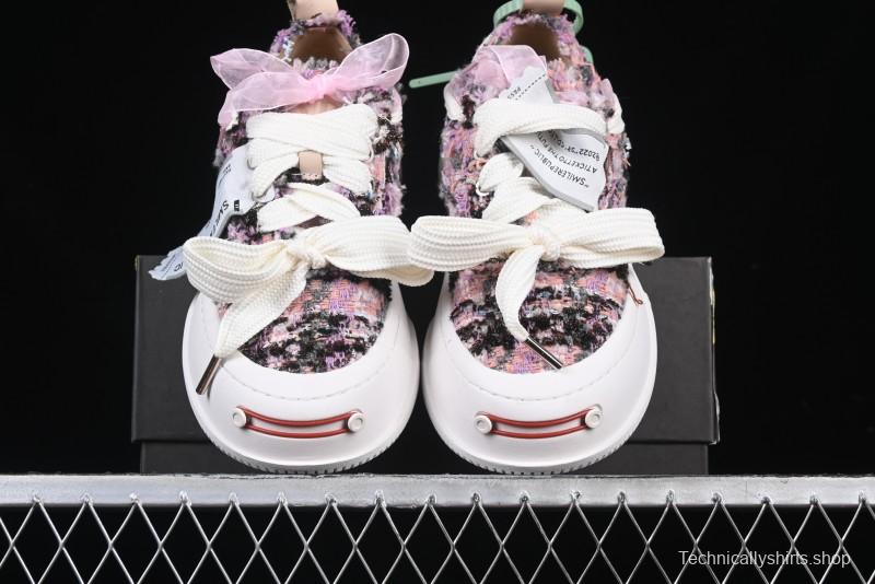 SMILEREPUBLIC SMILE Canvas Sneakers with Cut Wool Fringe and Unique Weaving - G.D4