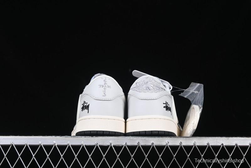 Nike Travis Scott x Fragment Design x Air Jordan 1 Low OG SP AJ1 Retro Sneakers in Summer Cicada Grey - XZ6898-001