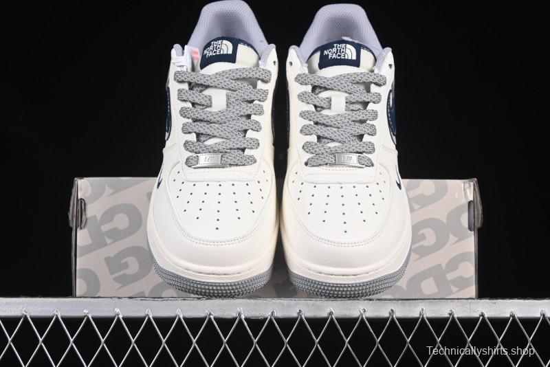 Nike Air Force 1 '07 Low The North Face Collaboration Grey Blue Double Swoosh Casual Sneakers - XS1958-520