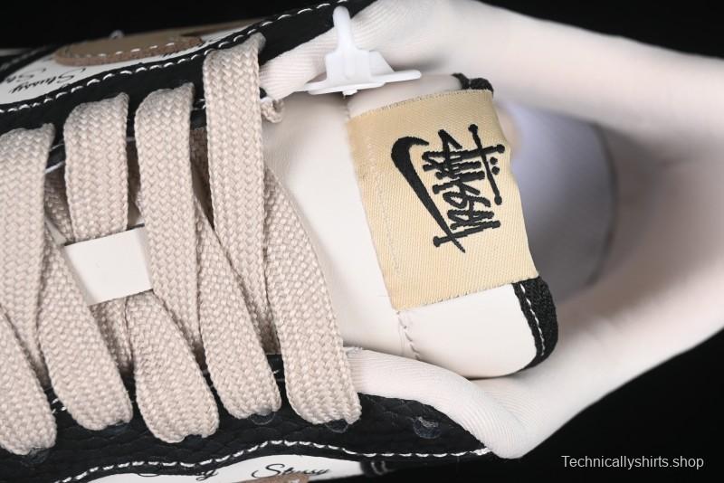 Nike Air Force 1 '07 Low Stussy Collaboration Black Leather & Gum Sole Low-Top Casual Sneakers - CH6336-519