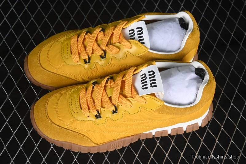 Miu Miu Suede Round Toe Lace-Up Women's Low-Top Casual Shoes - 99D4