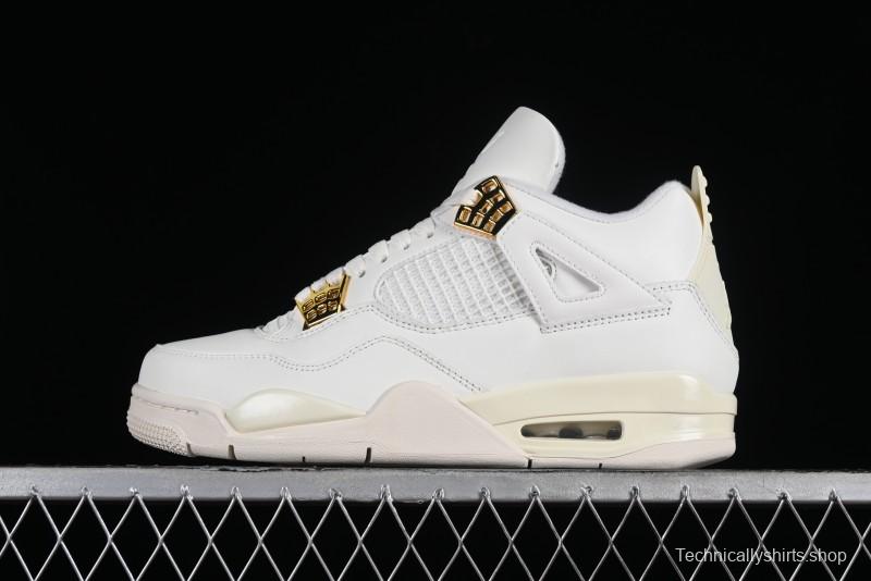 Nike Air Jordan 4 Retro Sneakers with Metallic Gold Design - AQ9129-170