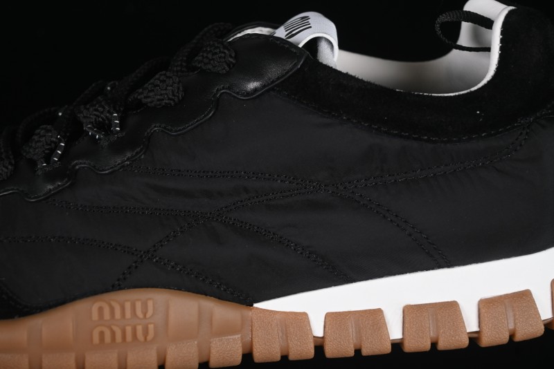 Miu Miu Suede Round Toe Lace-Up Women's Low-Top Casual Shoes - 99D4