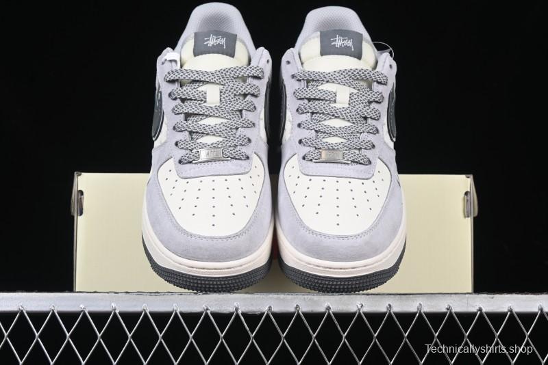 Nike Air Force 1 '07 Low Stussy Collaboration - Pig Grey Swoosh Low-Top Casual Sneakers - XZ3318-066