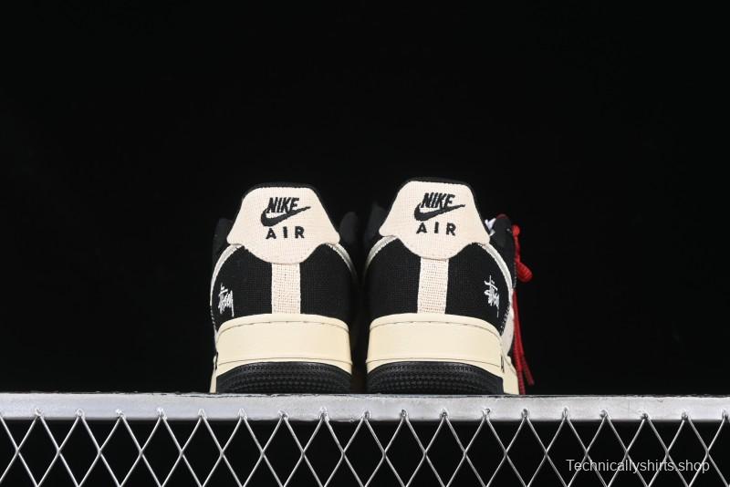 Nike Air Force 1 '07 Low Stussy Collaboration Beige Black Low-Top Casual Sneakers - XZ6188-762
