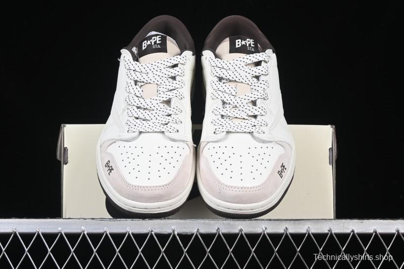 Nike Travis Scott x Fragment Design x Air Jordan 1 Low OG SP AJ1 Bape Collaboration Sneakers - AG3702-807