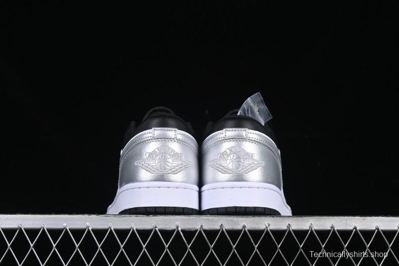 Nike Air Jordan 1 Low AJ1 Basketball Shoes in Black White Silver - 553558-131