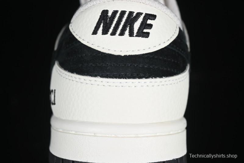 Nike SB Dunk Low Gucci Collaboration Black White Lettering Anniversary High-End Custom Low-Top Casual Skate Shoes - DJ2024-098