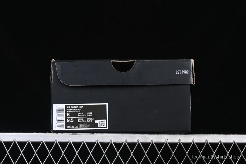 Nike Air Force 1 '07 Low White Black Swoosh Casual Sneakers - 315122-103