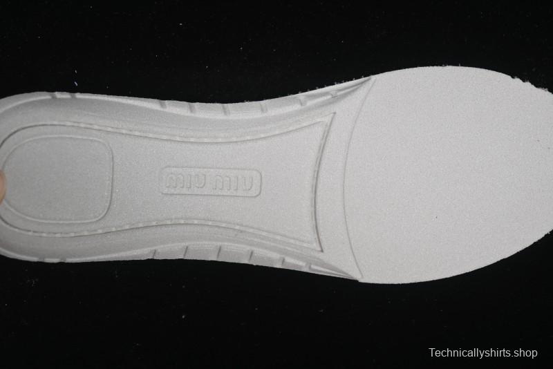 Miu Miu Suede Round Toe Lace-Up Women's Low-Top Casual Shoes - 99D4