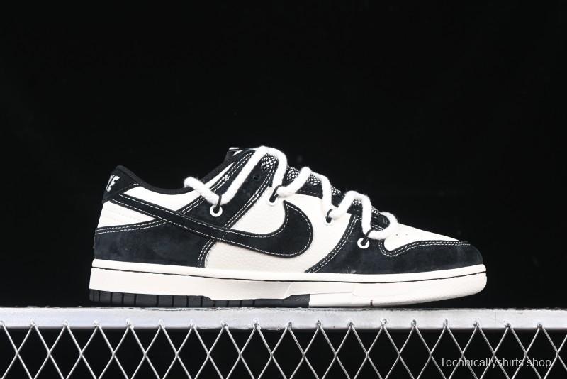 Nike SB Dunk Low The North Face x Supreme Anniversary Edition Customized Lace-Up Black White Black Swoosh Casual Skate Shoes - YX5066-227