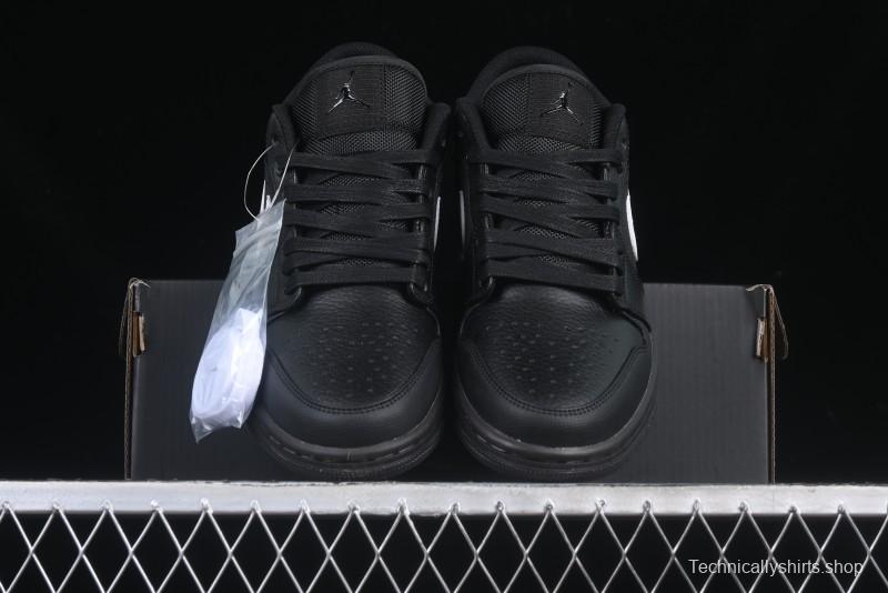 Nike Air Jordan 1 Low AJ1 Basketball Shoes in Black and White Canvas and Leather - HV5968-001