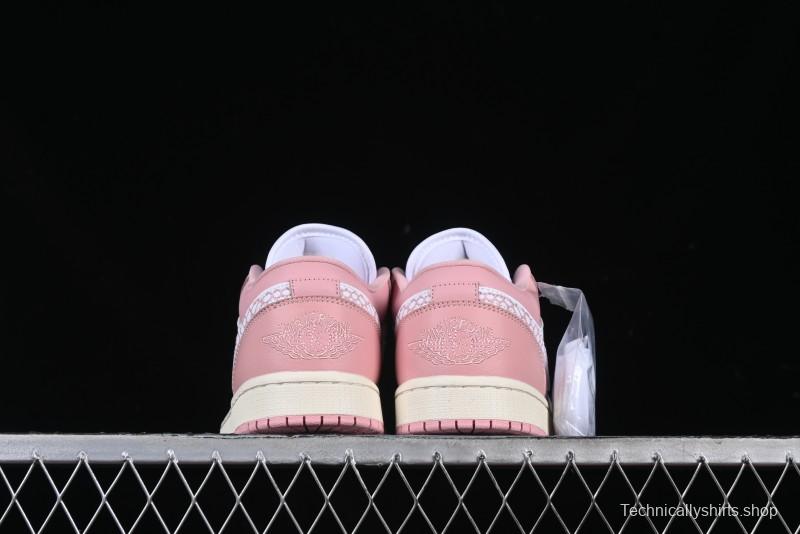 Nike Air Jordan 1 Low AJ1 Custom White Pink Low-Top Casual Lifestyle Sneakers - DC0774-162