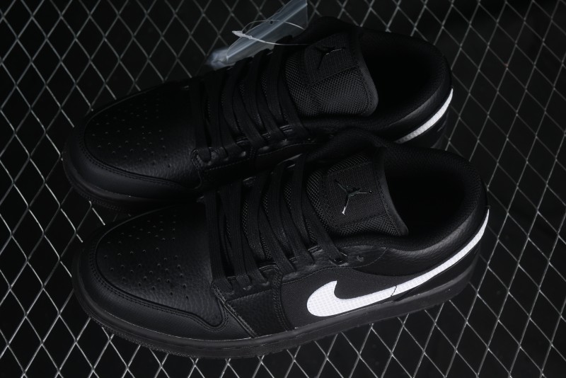 Nike Air Jordan 1 Low AJ1 Basketball Shoes in Black and White Canvas and Leather - HV5968-001