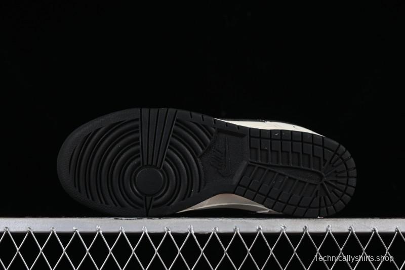 Nike SB Dunk Low Lightning Collaboration - Off White Black Colorway with Mini Swoosh Anniversary Custom Edition Low Top Casual Skate Shoes - XD1688-028