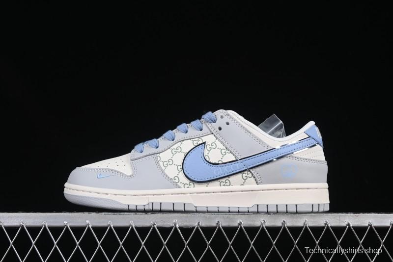 Nike Dunk Low x Gucci Collaboration – Premium Gray & Blue Edition