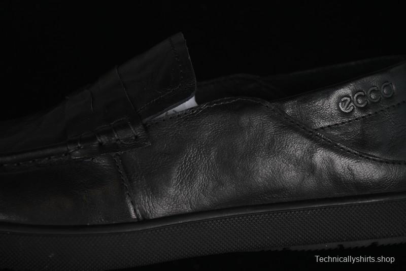 ECCO Soft Moc Summer Genuine Leather Breathable Slip-On Driving Shoes - 63516801001