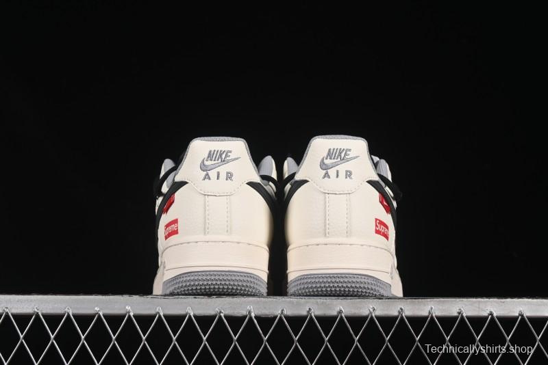 Nike Air Force 1 '07 Low Supreme Collaboration Dual-Tone Grey Black Drawstring Casual Sneakers - DM6868-069