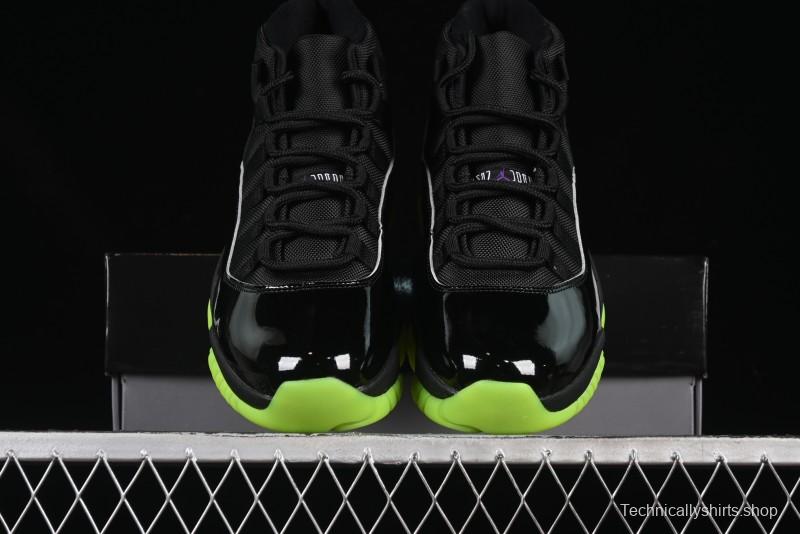 Nike Air Jordan 11 Retro CT8012-003 Basketball Shoes in Black & Guacamole Green