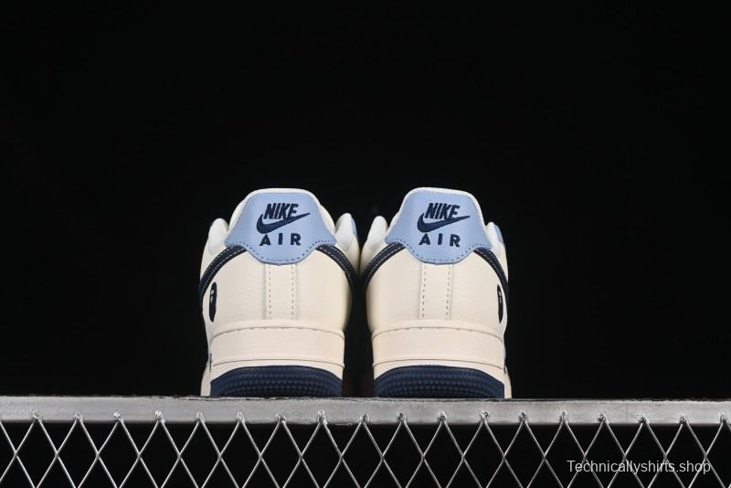 Nike Air Force 1 '07 Low Bape Collaboration Light Blue Swoosh Casual Sneakers - XS1958-554