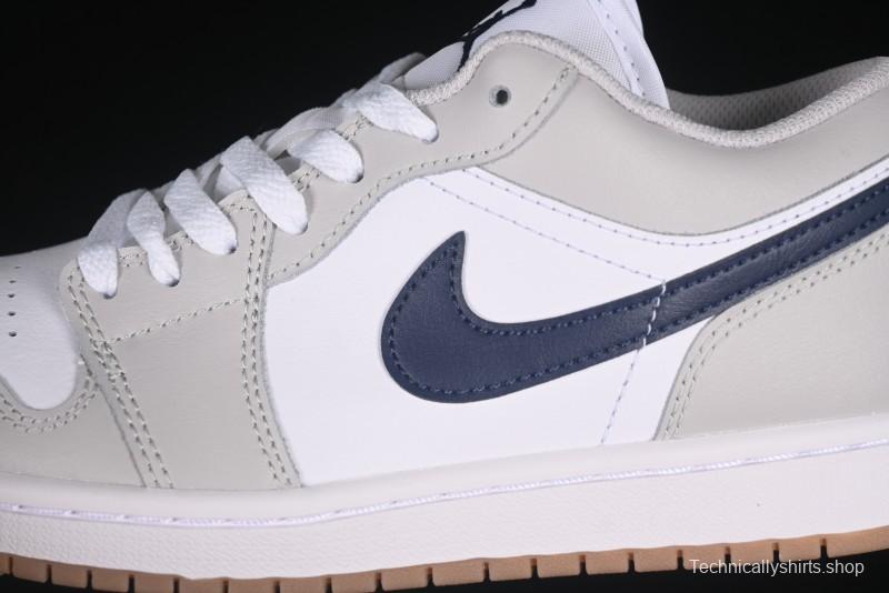 Nike Air Jordan 1 Low AJ1 Casual Sneakers with Blue Swoosh - 553558-146
