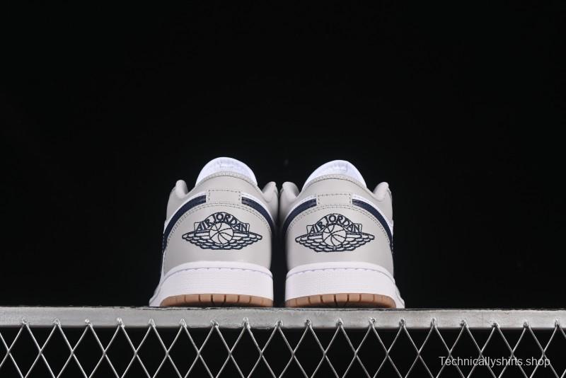 Nike Air Jordan 1 Low AJ1 Casual Sneakers with Blue Swoosh - 553558-146