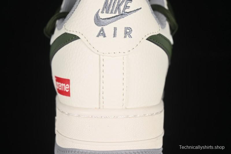 Nike Air Force 1'07 Low Supreme Collaboration Dual-Tone Grey Green Lace-Up Casual Sneakers - DM6868-070
