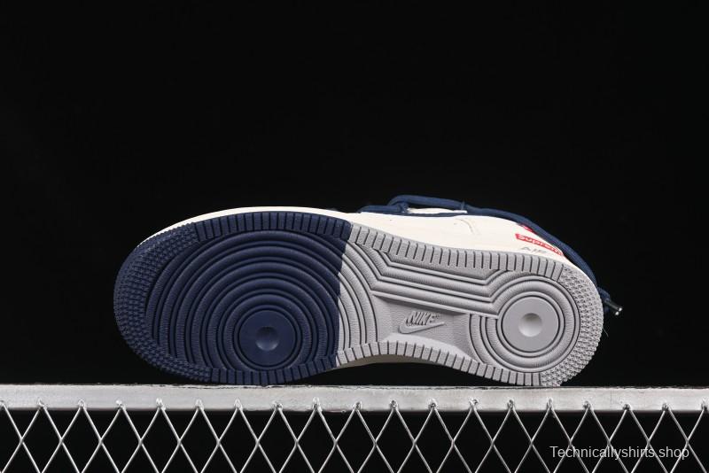 Nike Air Force 1 '07 Low Supreme Collaboration Two-Tone Blue Grey Lace-Up Casual Sneakers - DM6868-068