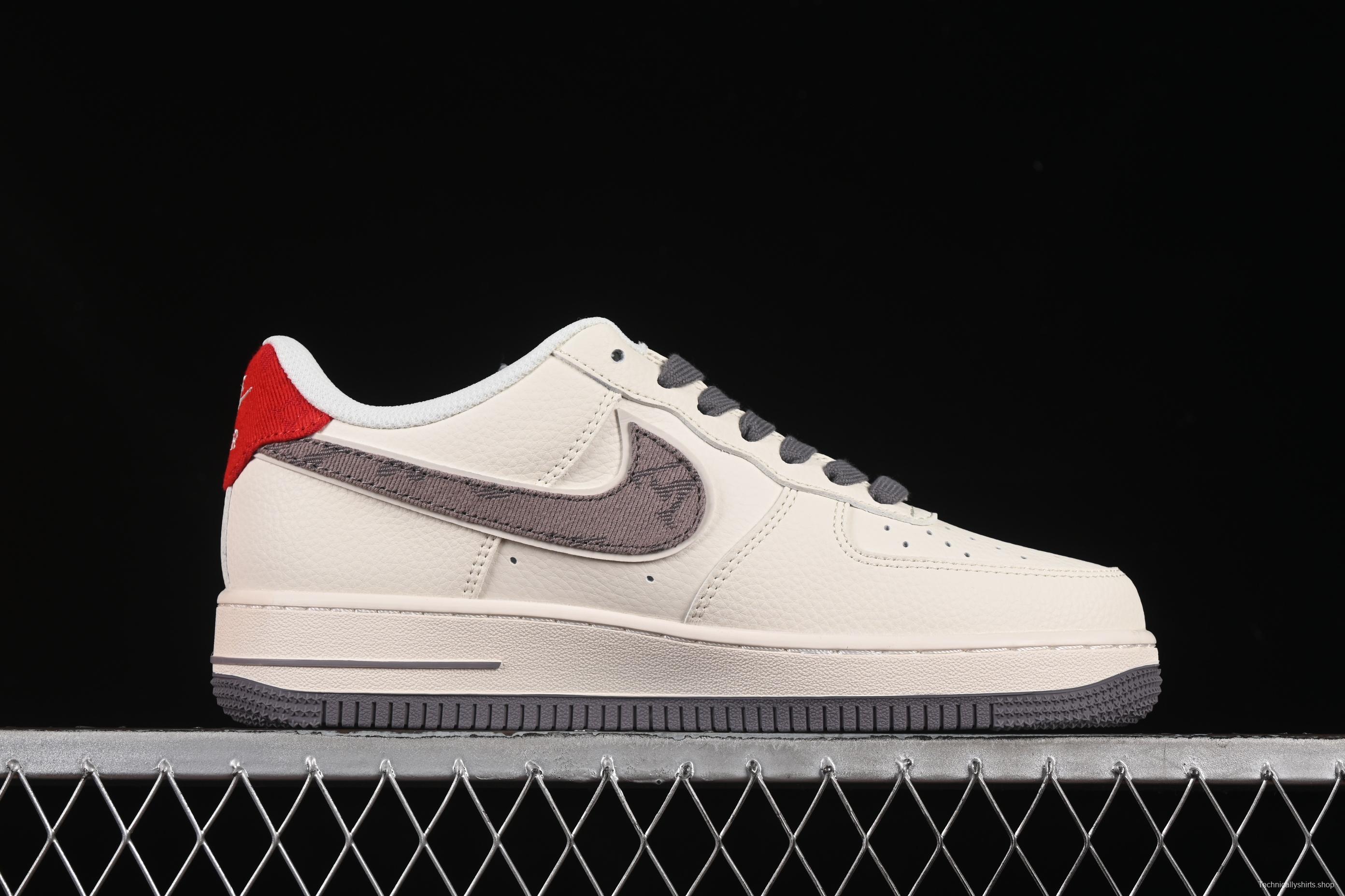 Nike Air Force 1'07 Low LV Collaboration Grey Denim Swoosh Casual Sneakers - XX3168-136