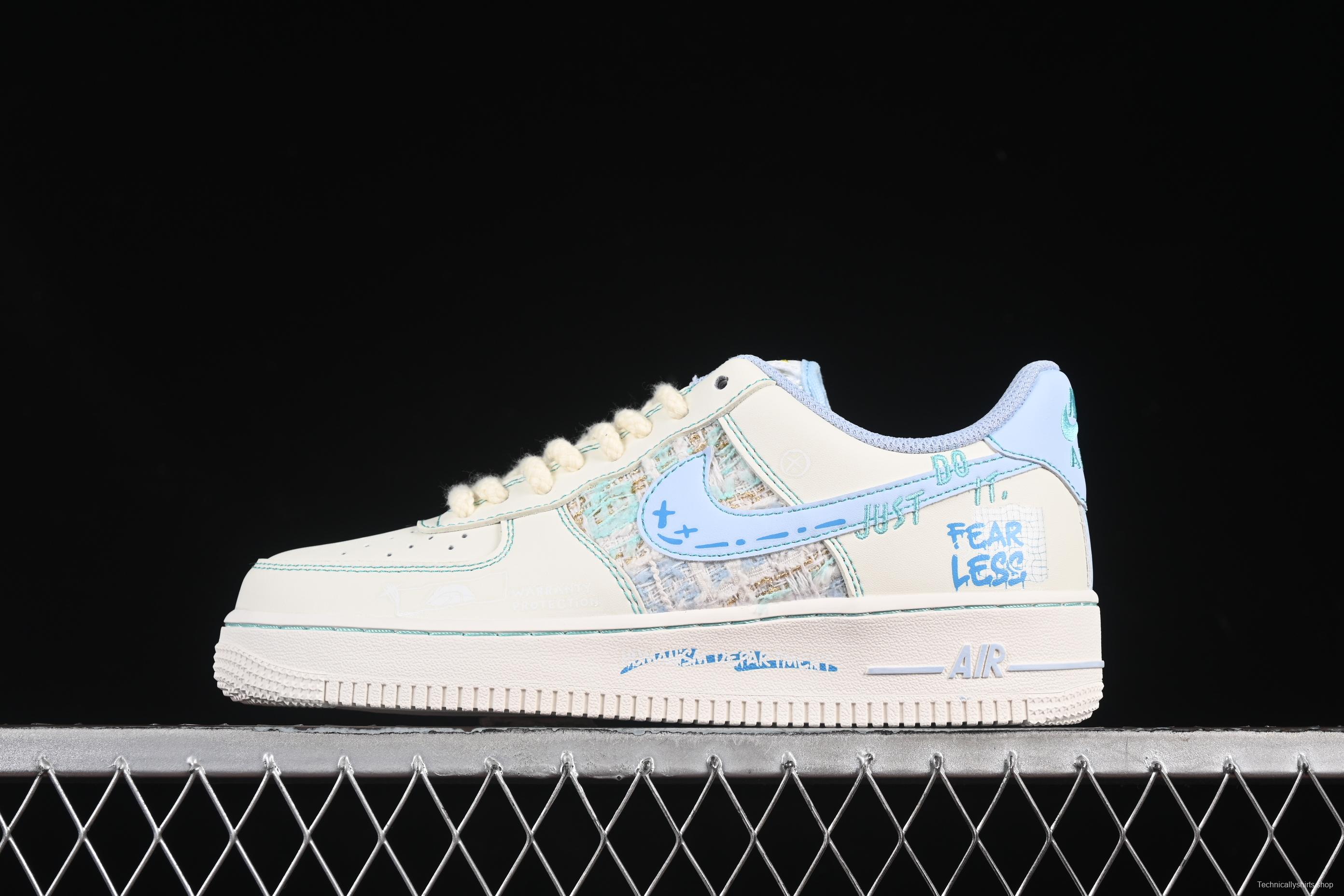 Nike Air Force 1'07 Low "Love Words" Casual Sneakers with Blue Romantic Design - FJ7740-510