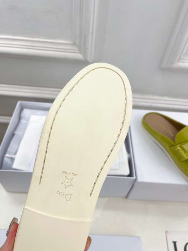 2025/Women Dior Yellow Suede Casual Slip-On Loafers Handmade LY00360(F)