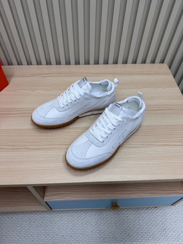 2025 Unisex Hermès White Suede Down Fabric Sneakers KFY00300
