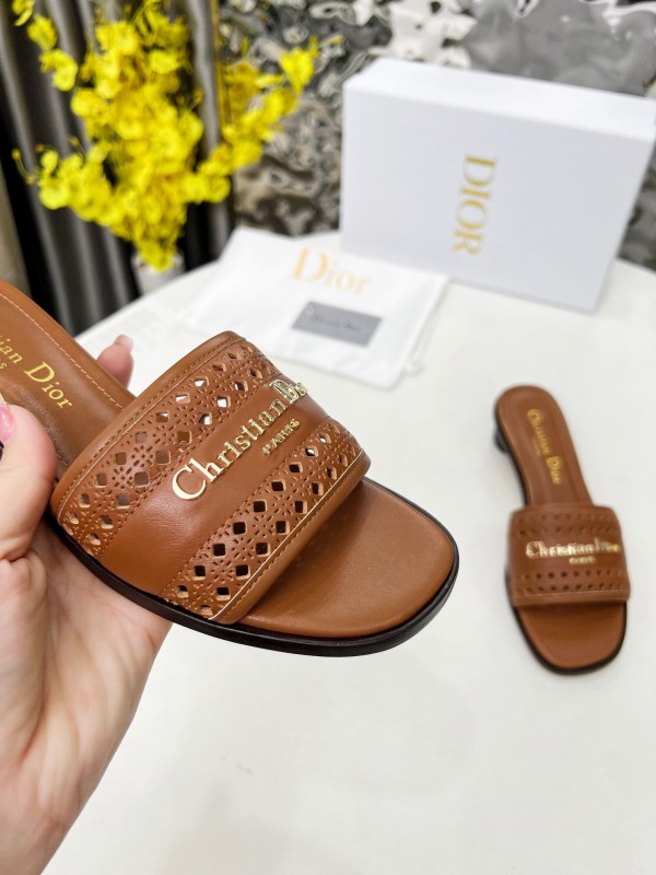 2025 Women Dior Brown Leather Sandals LY00210