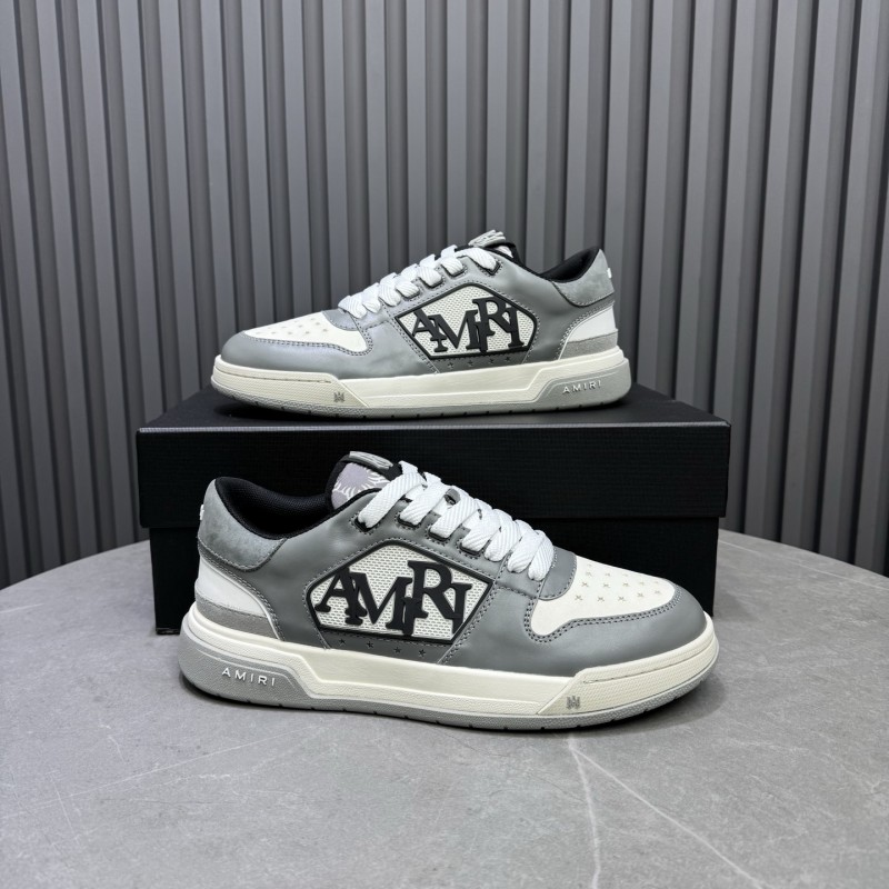2025 Unisex Amiri White Grey Leather Sneakers MJ00360