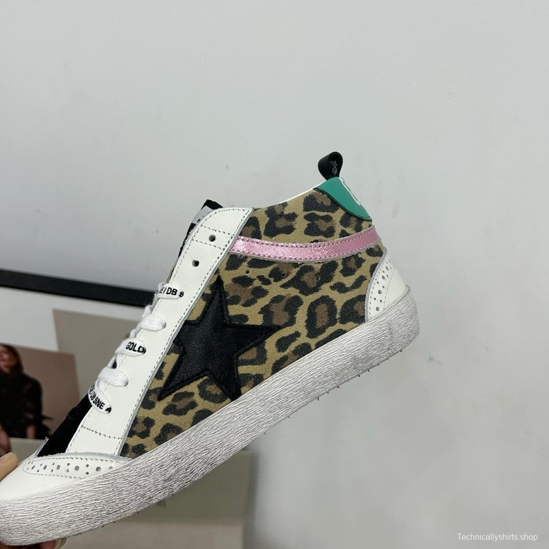 2024 Unisex GGDB Leopard Pink Green Leather Suede High Top Sneakers MJ00300