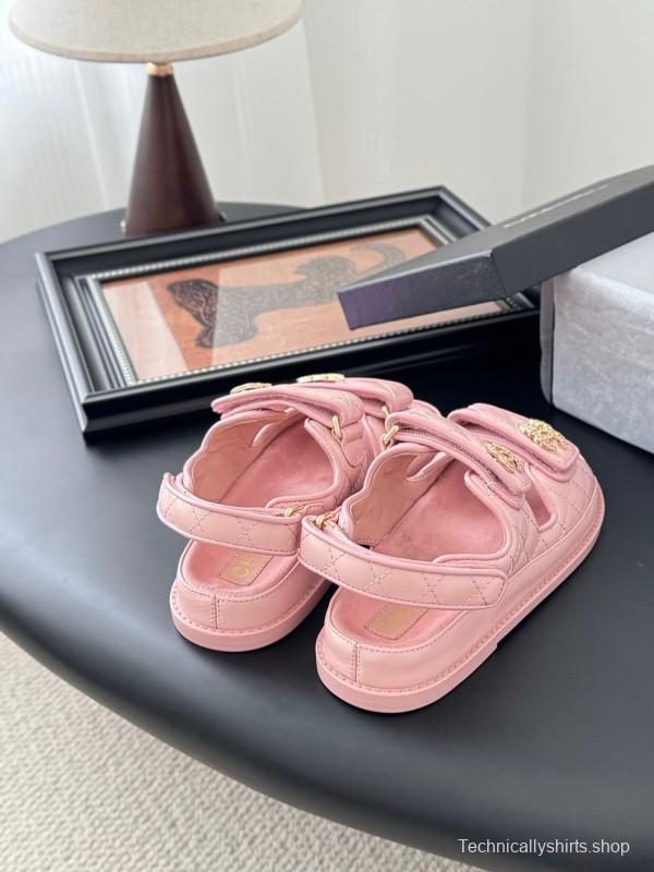 2025 Women Chanel Pink Leather Sandals LY00320
