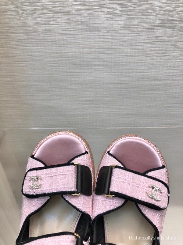 2025 Women Chanel Pink Leather Sandals LY00330