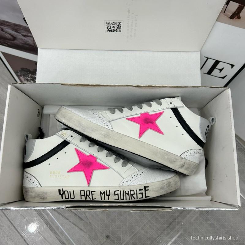 2024 Unisex GGDB White Pink Leather High Top Sneakers MJ00300