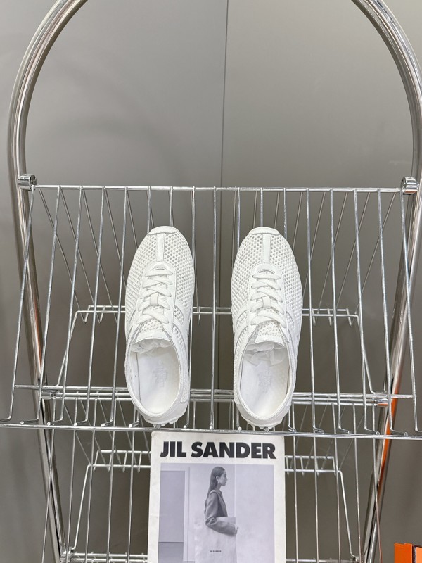 2025 Women Hermès White Leather Mesh Sneakers KFY00250