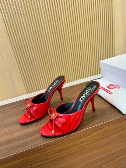 2025 Women VERSACE Red Patent Leather High Heel Bow LY00210